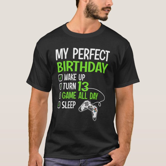 Camiseta 13 Perfeito Aniversário Gaming De 13 Anos (Frente)