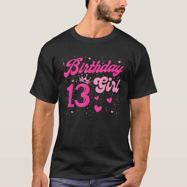 Camiseta 13 Rapariga De Aniversário Doce Treze Coroa Rosa-1 (Frente)