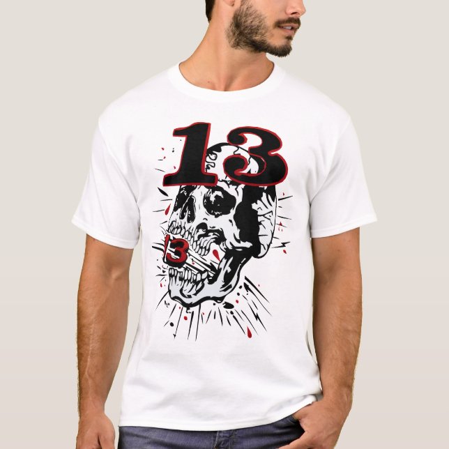 Camiseta 13 serie tete de mort crane tattoo hipster skulls  (Frente)