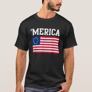 Camiseta 13 Star Flag Merica América EUA Betsy Ross 4th of