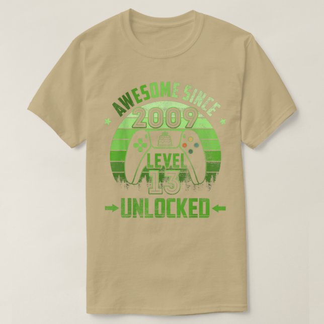 Camiseta 13 Year Old Birthday Unlocked Level 13 Awesome Sin (Frente do Design)