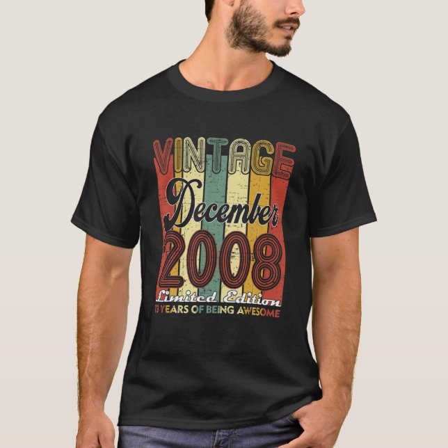 Camiseta 13 Years Old Retro December 2008 13Th Birthday Dec (Frente)