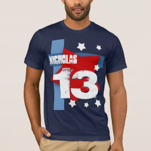 Camiseta 13o AZUL BRANCO VERMELHO conhecido feito sob