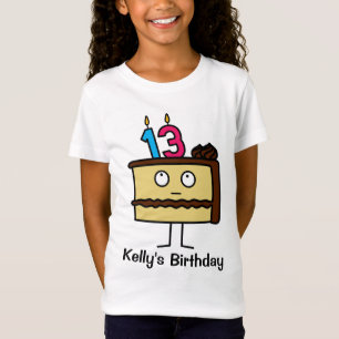Camiseta 13o Bolo de aniversário com velas