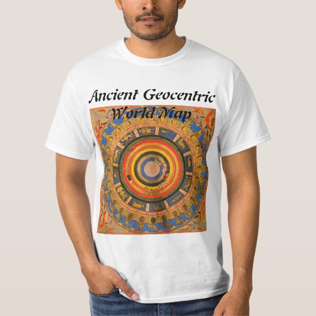 Camiseta $14,95 Mapa do mundo Geocentric antigo (Frente)