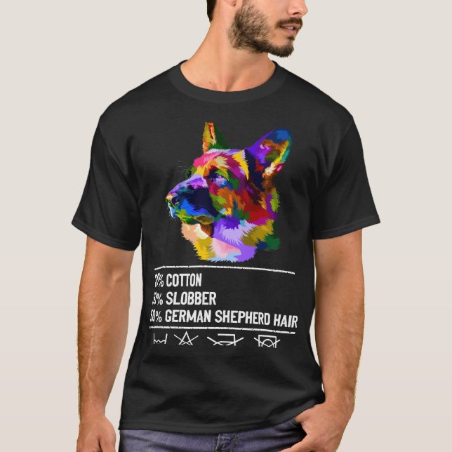 Camiseta 14 Algodão Baba Pastor Alemão cabelo (Frente)