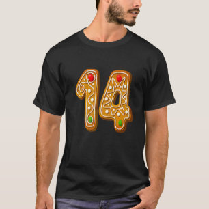 Camiseta 14 Alphabet de Cookie Maiúsculo de Natal Número