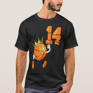 Camiseta 14 Aniversário 14 Anos Festa Tema De Basquete