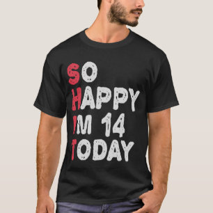 Camiseta 14 Aniversário Tão feliz que tenho 14 anos hoje, d