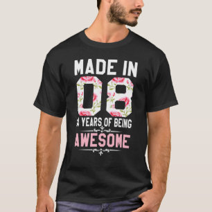 Camiseta 14 Anos Feitos Em 2008, Aniversário De 14 Para Ado