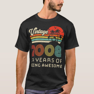 Camiseta 14 anos Vintage Aniversário 2008 14 Aniversário
