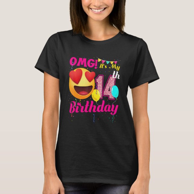 Camiseta 14 Birthday Balloon 14 Anos (Frente)