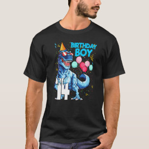 Camiseta 14 Birthday Boy Dinosaur Party Para 14 Anos B