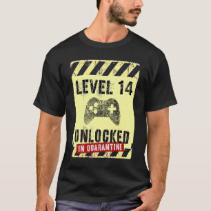 Camiseta 14 Birthday Boy Gamer LEVEL 14 DESBLOQUEADO em Qua