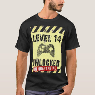 Camiseta 14 Birthday Boy Gamer LEVEL 14 DESBLOQUEADO em Qua