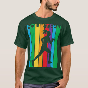 Camiseta 14 Birthday Gift Fourn Colorful Running 14 Anos
