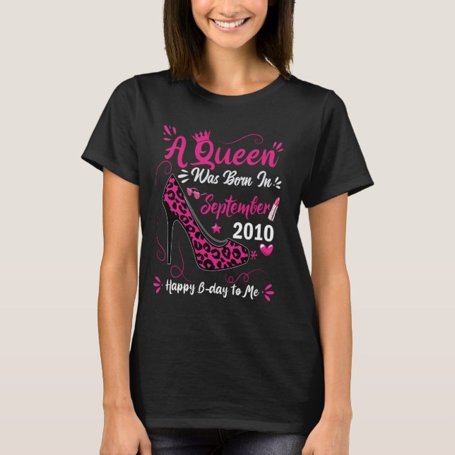Camiseta 14 Birthday High Heel Uma Rainha Foi Nascer Em Sep (Frente)