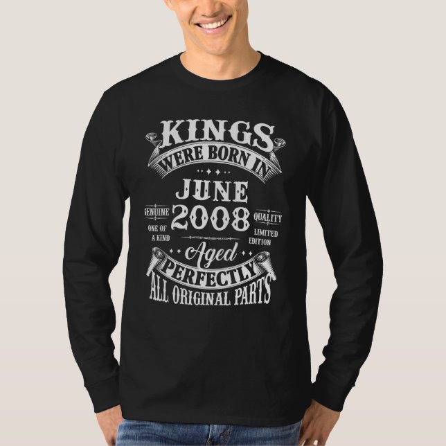 Camiseta 14 Birthday Legends Nascer Em Junho De 2008 14 Ano (Frente)