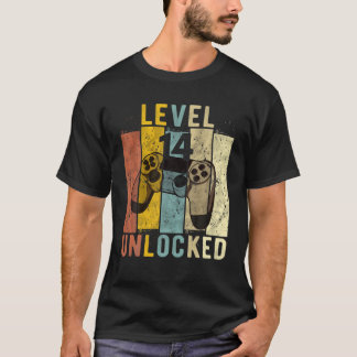 Camiseta 14 Birthday Nível 14 Gamer Gift Desbloqueado