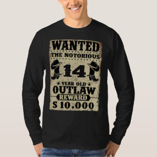 Camiseta 14 Birthday Queria Um Dia De Outlaw De 14 Anos