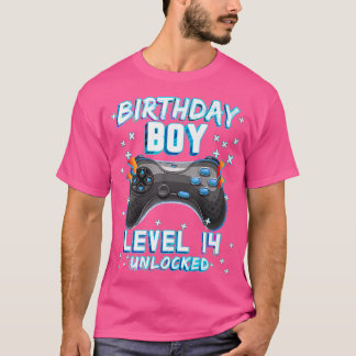 Camiseta 14 de Jogos de Vídeo Aniversário Gamer Boys Nível 