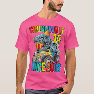 Camiseta 14 Esmagamento Desde 2008 Monster Truck Dinossaur