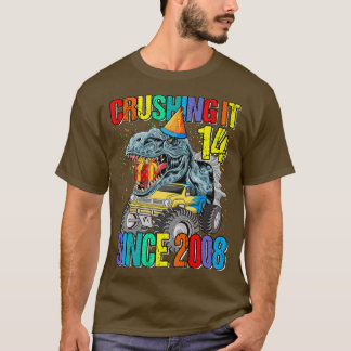 Camiseta 14 Esmagamento Desde 2008 Monster Truck Dinossaur