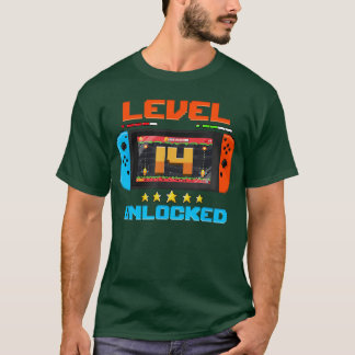 Camiseta 14 Year Old Level 14 Unlocked 14th Birthday Boy Vi