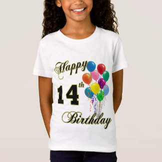 Camiseta 14o t-shirt feliz do aniversário