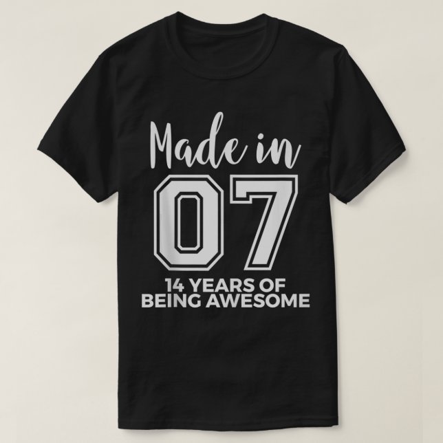 Camiseta 14th Birthday Born In 2007 Awesome 14 Year Old  (Frente do Design)