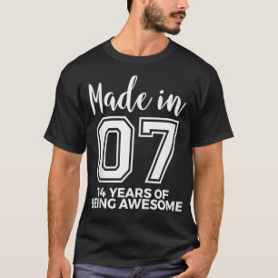 Camiseta 14th Birthday Born In 2007 Awesome 14 Year Old