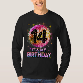 Camiseta 14th Birthday Outfit For Girls 1970s Retro Ball Di