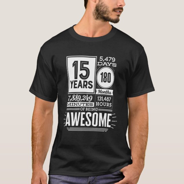 Camiseta 15 Aniversário De 15 Anos De Espetacular 5475 Dias (Frente)
