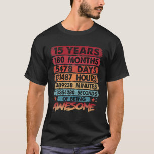 Camiseta 15 Aniversário De 15 Anos De Idade Vintage Retro 1