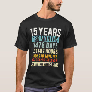 Camiseta 15 Aniversário De 15 Anos De Idade Vintage Retro 1