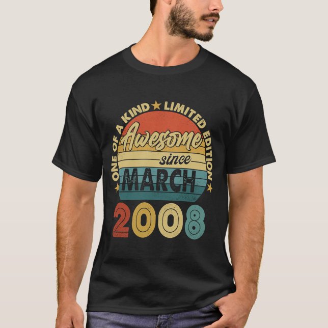 Camiseta 15 anos de idade incrível desde março de 2008 15 B (Frente)