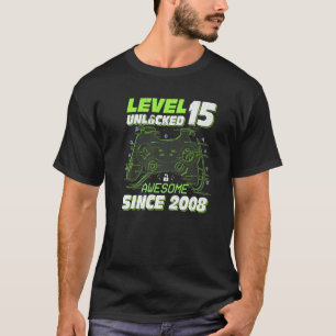 Camiseta 15 anos nível 15 desbloqueado incrível desde 2008