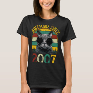 Camiseta 15 Bday Vintage Cat 15 Anos Incrível Desde 2007