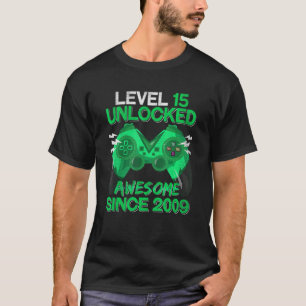 Camiseta 15 Birthday Boy Level 15 Desbloqueado 15 Anos V