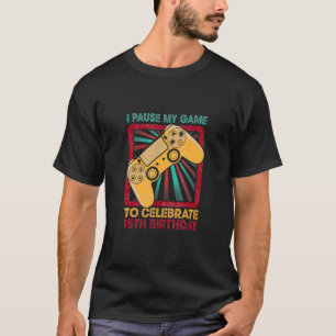 Camiseta 15 Birthday Gamer Party Boy Vintage Retro 15