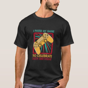 Camiseta 15 Birthday Gamer Party Boy Vintage Retro 15