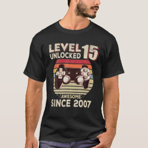Camiseta 15 Birthday Gift Level 15 Desbloqueado Incrível D