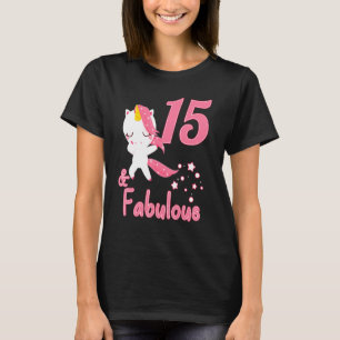 Camiseta 15 Birthday Girl Outfit Dabbing Unicorn 15 And F
