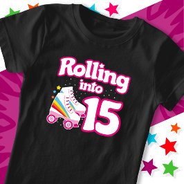 Camiseta 15 Birthday Roller Skating 15 Anos Antiga Skate