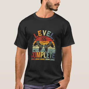 Camiseta 15 De Jogador De Vídeo Retro Nível 15 Completo E