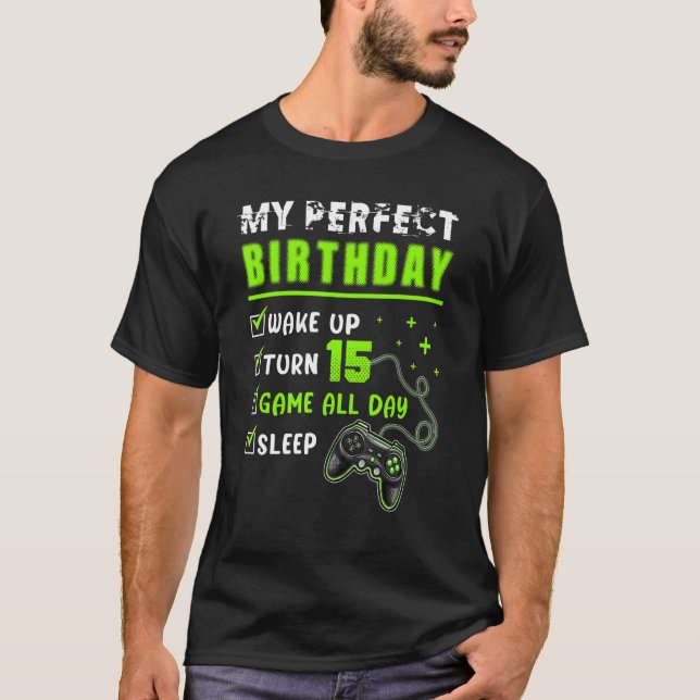 Camiseta 15 Perfeito Aniversário Gaming De 15 Anos (Frente)