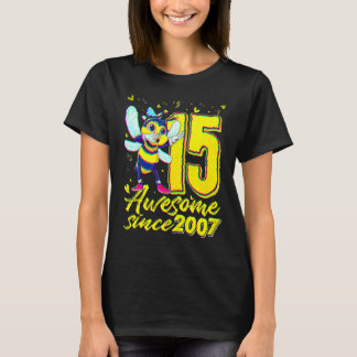Camiseta 15 Years Old Dabbing Bee 15th Birthday Kids Girls