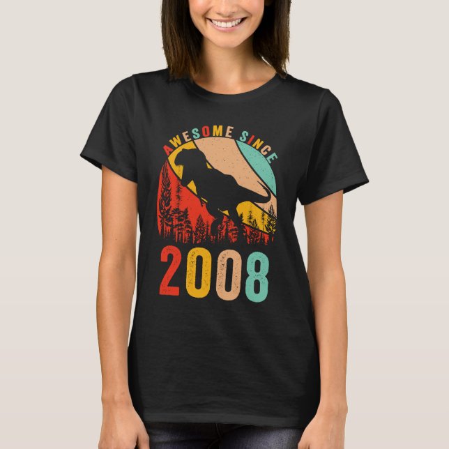 Camiseta 15th Bday Dinosaur T Rex Boys Retro Awesome Since  (Frente)