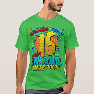 Camiseta 15th Birthday Comic Style Awesome Since 2008 15 Ye