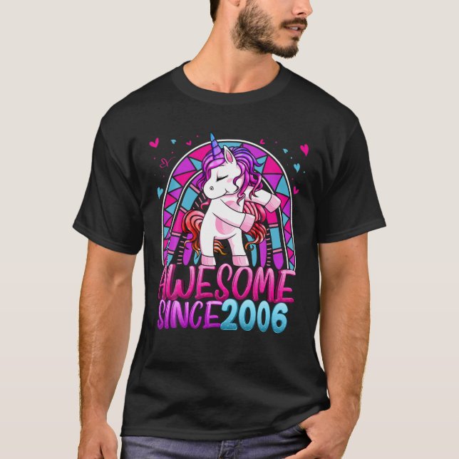 Camiseta 16º Aniversário Arco-Íris De 16 Anos (Frente)